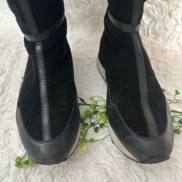 Tory Burch Black Suede Shearling Lined Mid Calf Snow Winter Boots‎ size 6.5 - Picture 4 of 12